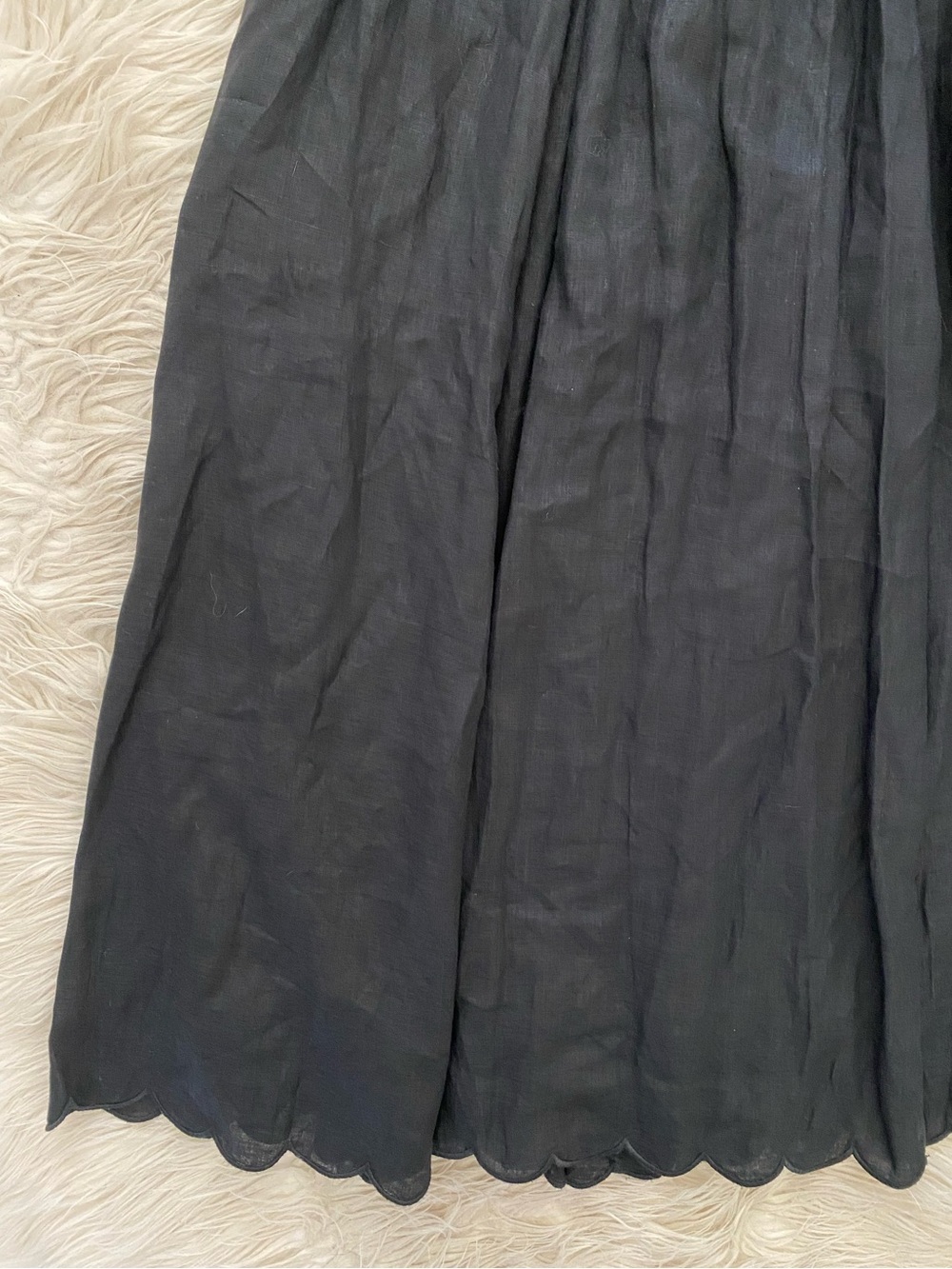 Zimmermann Petite Jude Scallop Midi Dress Black Linen Lace Up Back Vacation 0P - Picture 7 of 16